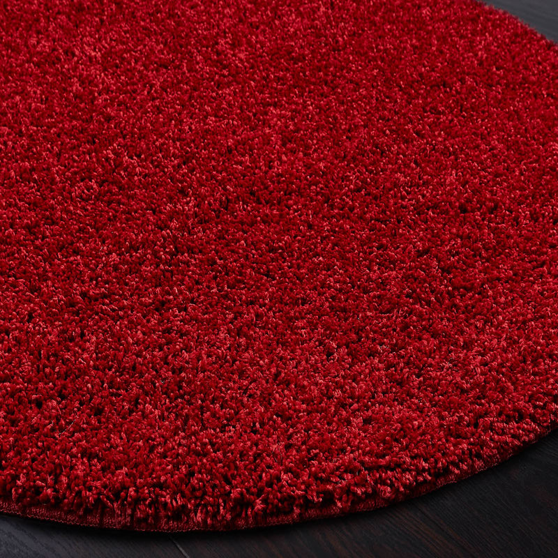 Buddy Washable Round Circle Rugs in Red