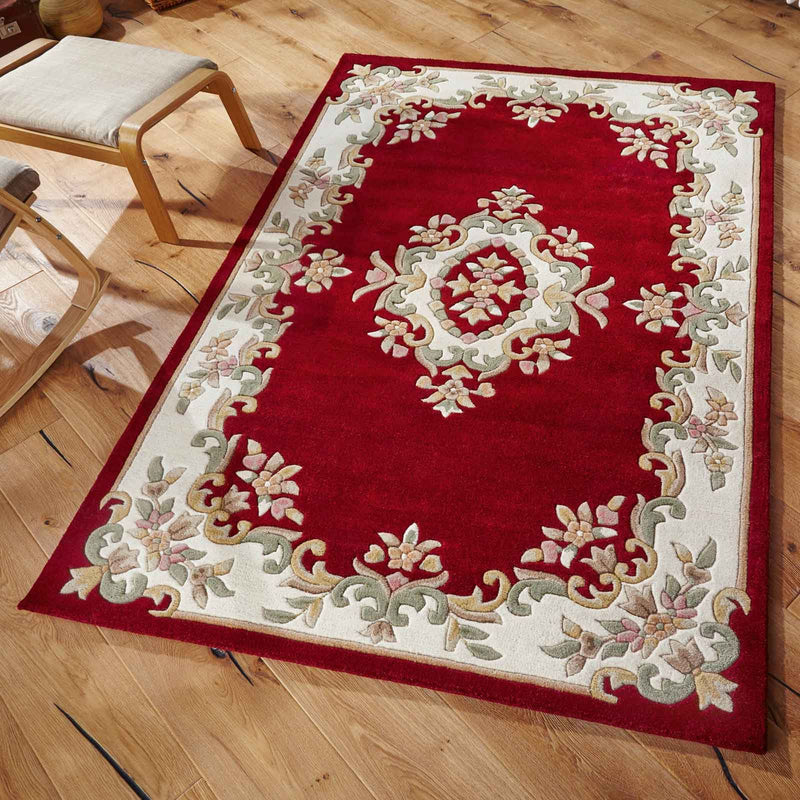 Royal Aubusson Traditional Wool rugs in Red