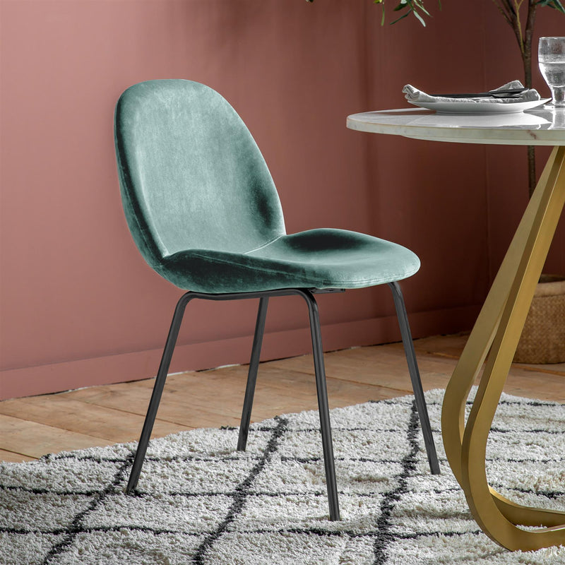Sora Mint Green Velvet Dining Chair with Grey Legs Set of 2