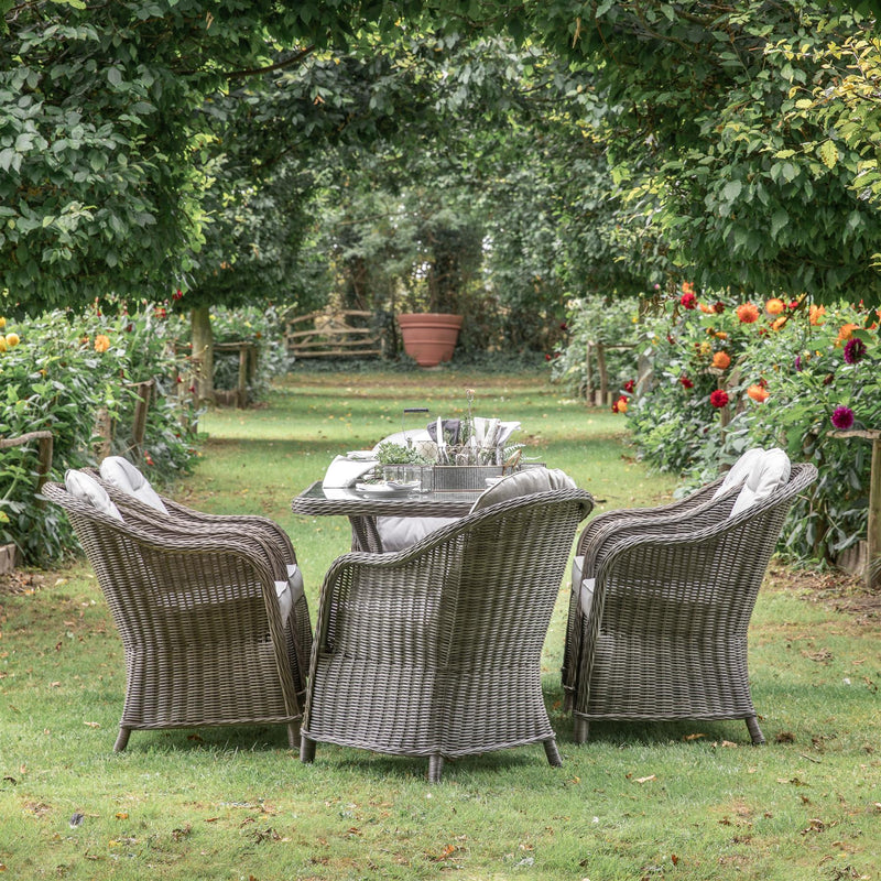 Sherwood 6 Seater Outdoor Rattan Dining Set Table and Armchairs in Natural