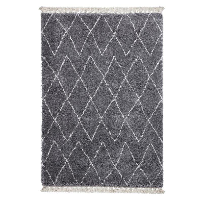 Moroccan Contemporary Shaggy Style Deep Soft Pile Carpets Boho 8280 Rugs in Grey