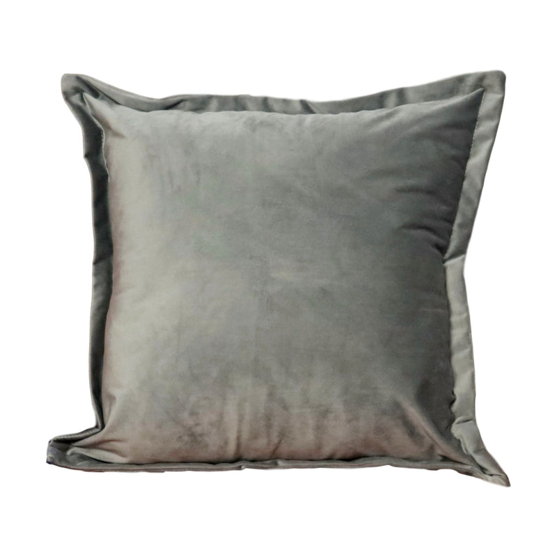 Windsor Velvet Border Cushion in Grey