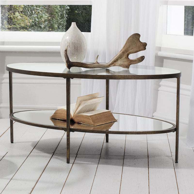 Austin Glass Coffee Table in Bronze Brown