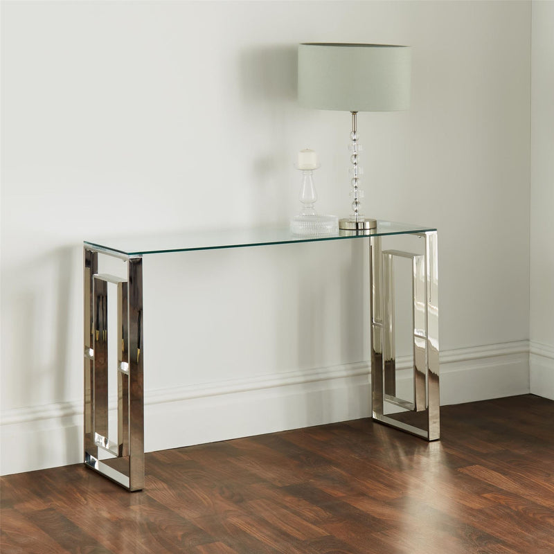 Halina Silver Plated Glass Console Table