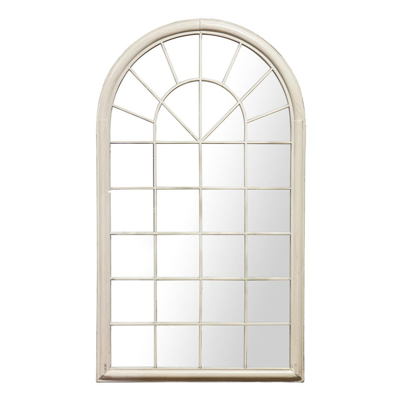 Solea Arched Outdoor Mirror in Distressed White