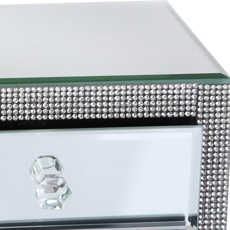 Diamante Glitz 3 Drawer Jellellery Box in Silver Grey