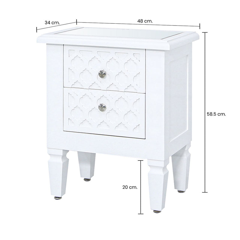 Anfa Trellis White Wood Bedside Cabinet