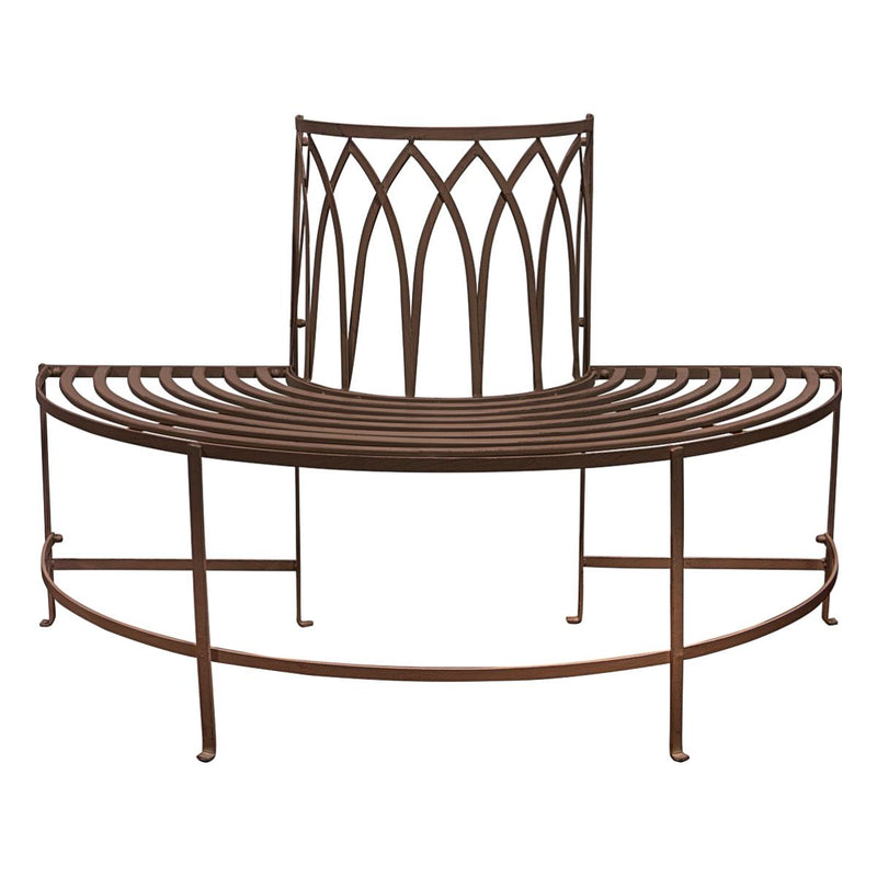 Allington Outdoor Metal Tree Bench Seat in Distressed Brown