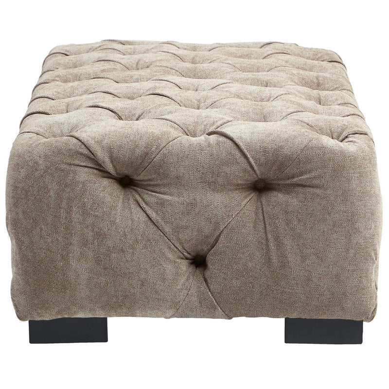 Natural Tufted Button Fabric Footstool