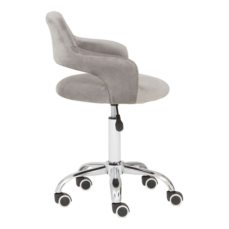 Grey Velvet Curved Back Office Chair