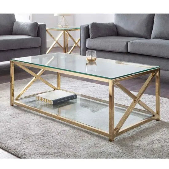Gold Petite Glass Coffee Table