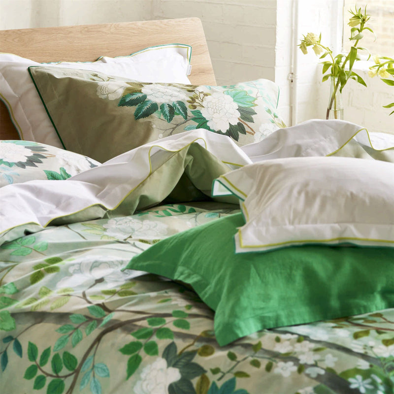 Fleur Orientale Duvet Cover and Pillowcase in Celadon Green By Designers Guild Bedding