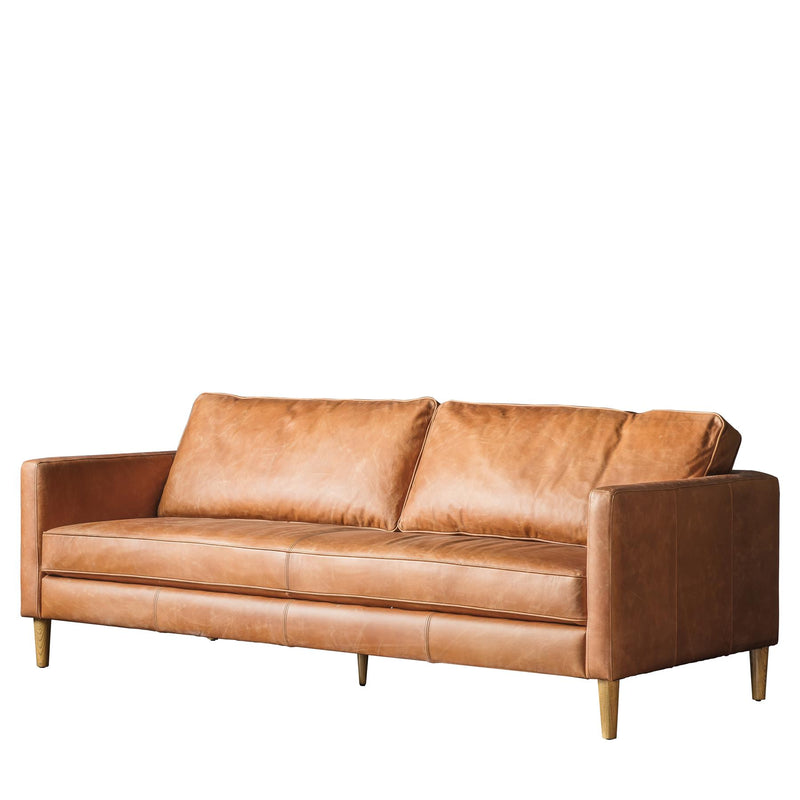 Retro Classic 2 Seater Sofa in Vintage Brown Leather