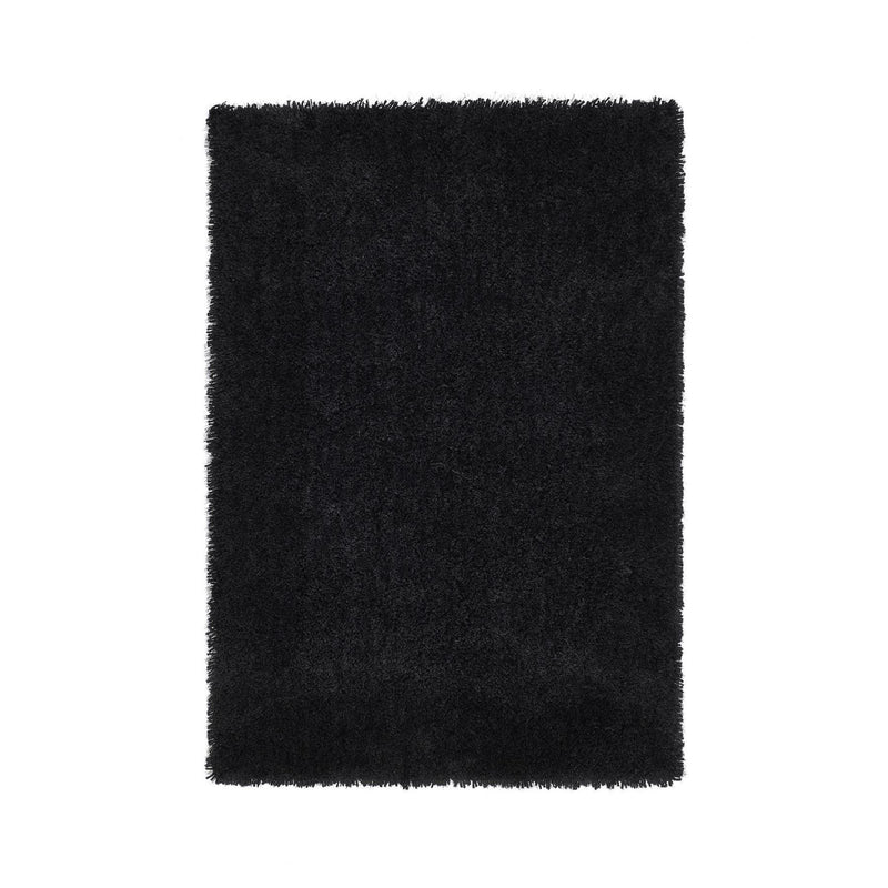 Chicago Shaggy Modern Plain Rugs in Black