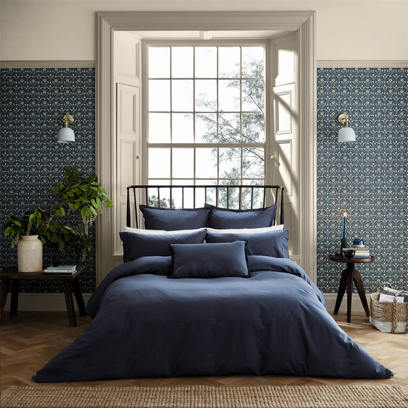 Linen Cotton Plain Dye Bedding by Morris & Co in Blue