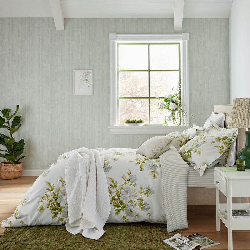 Adele Floral Cotton Bedding by Sanderson in Pear Green