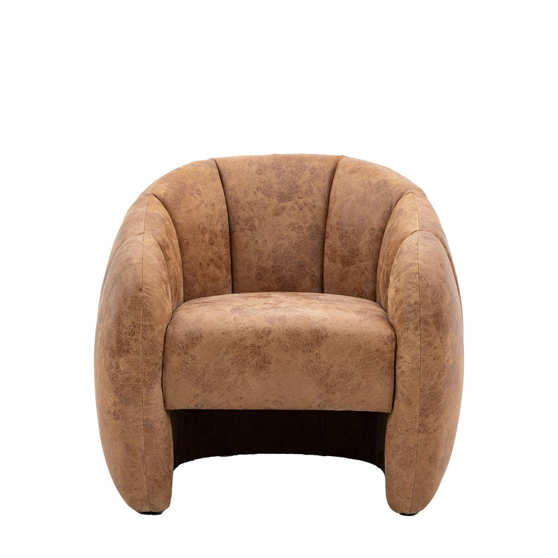 Vienna Tub Antique Chair Leather in Tan