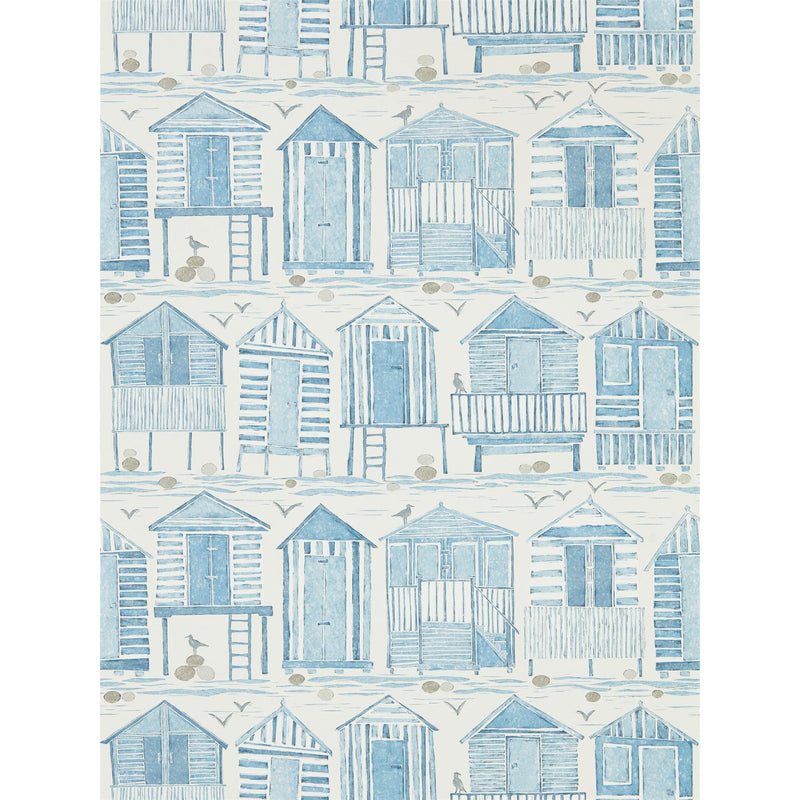 Beach Huts Wallpaper 216560 by Sanderson in Marine Blue
