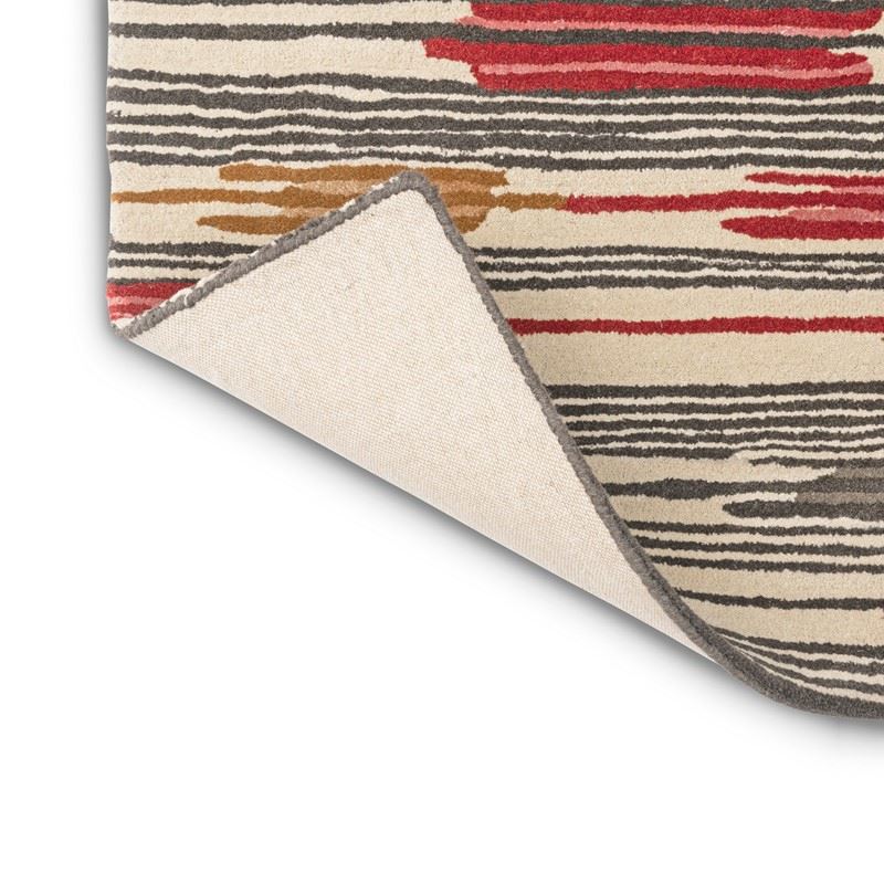 Ishi Striped Runner Rugs 146000 by Sanderson in Red Charcoal