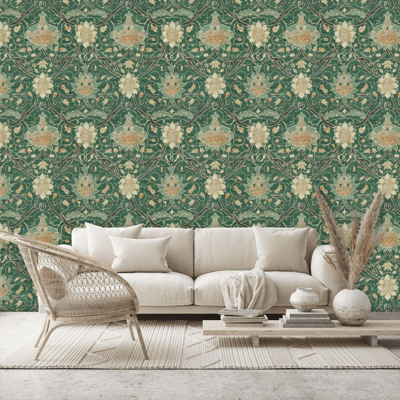 Montreal Wallpaper 216432 by Morris & Co in Forest Teal