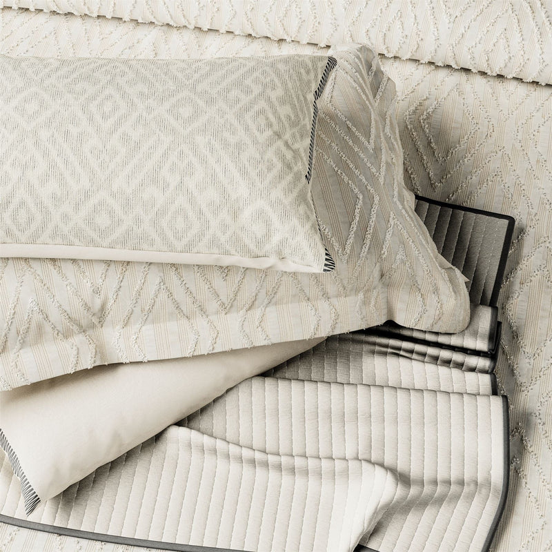 Emani Clipped Geometric Bedding by Bedeck of Belfast in Chalk White