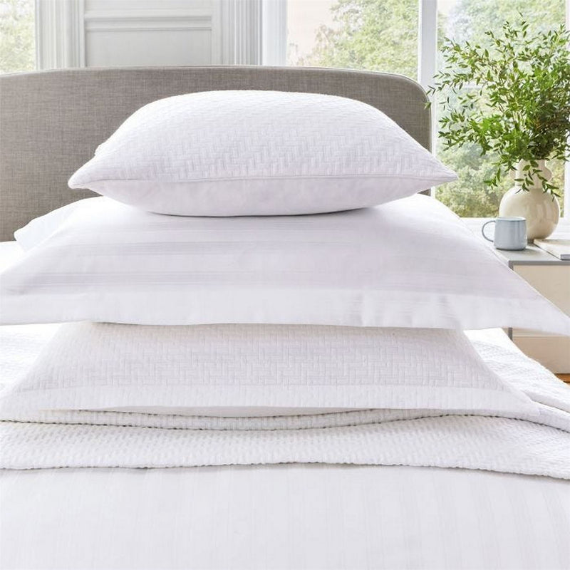 Adan Fine Linens Striped Cotton Bedding in White