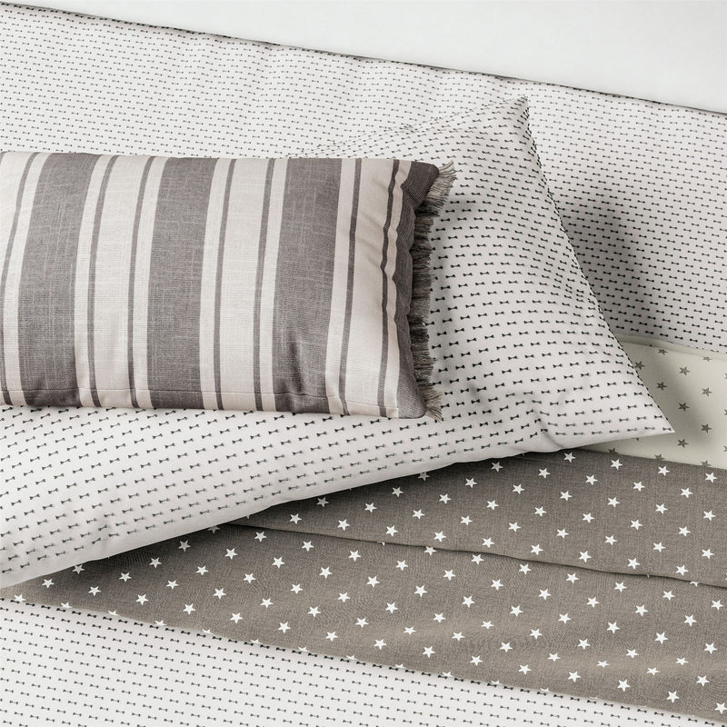 Long Island Dashed Weave Bedding by Helena Springfield in White & Grey