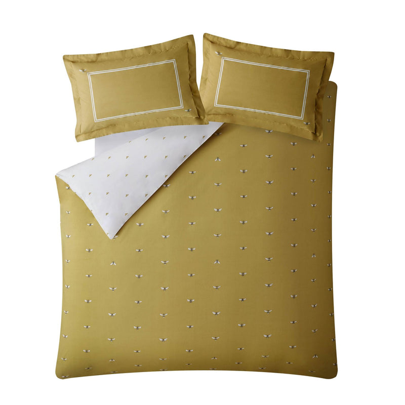 Bees Cotton Bedding Set by Sophie Allport in Mustard Yellow