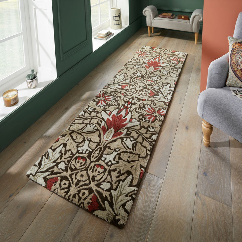 Snakeshead Runner Rugs 127200 in Chocolate Spice by William Morris