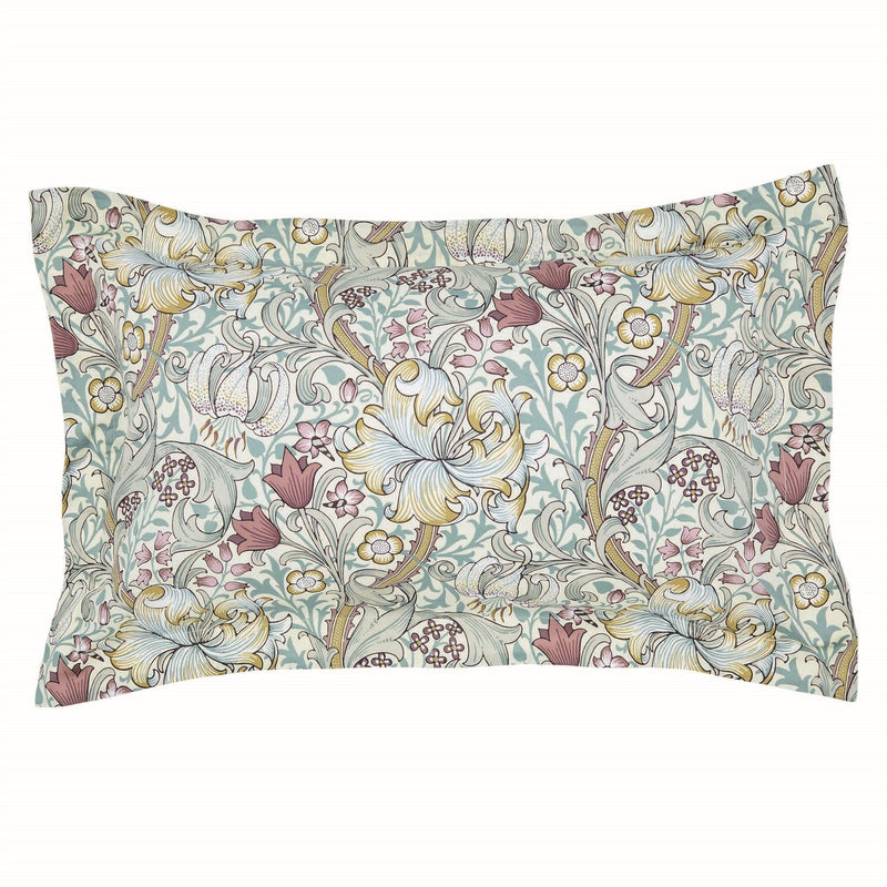 Golden Lily Bedding Pillowcase Throw and Cushion By Morris & Co in Fig