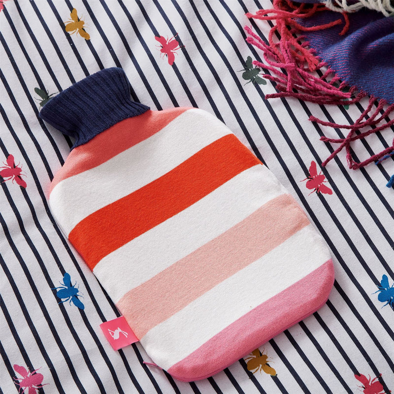 Lighthouse Stripe Hot Water Bottle and Cover by Joules in Pink