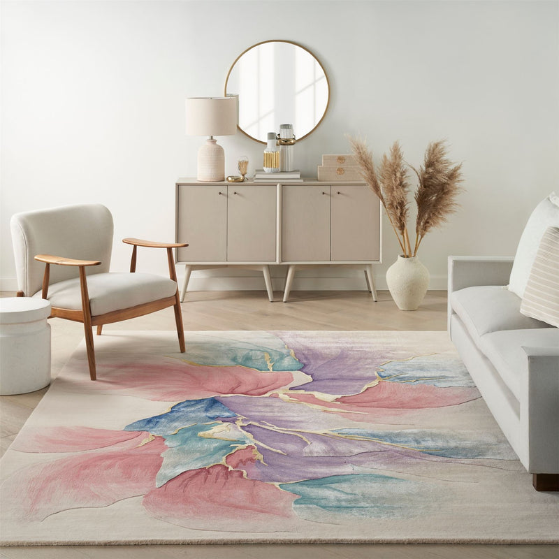Prismatic Abstract Carved Rugs PRS34 by Nourison in Ivory White