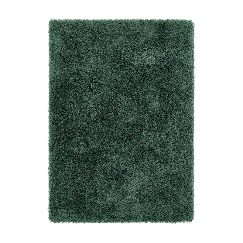 Chicago Shaggy Modern Plain Rugs in Forest Green
