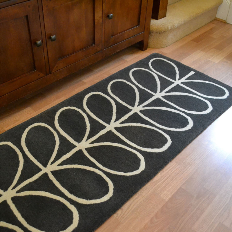 Linear Stem Hallway Runner Rugs in 60505 Slate by Orla Kiely