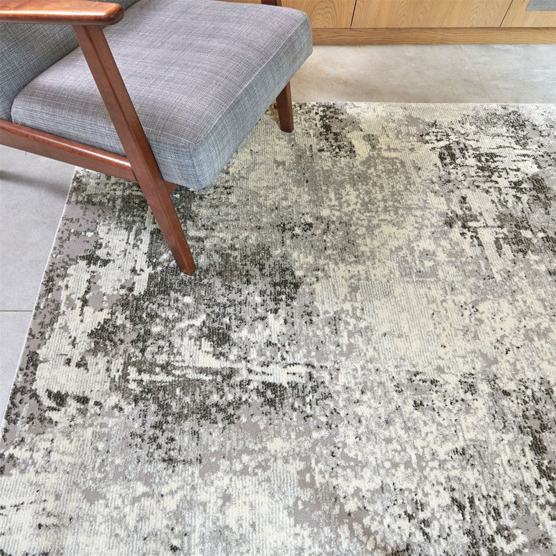 Rossa ROS03 Abstract Rug by Concept Loom in Grey