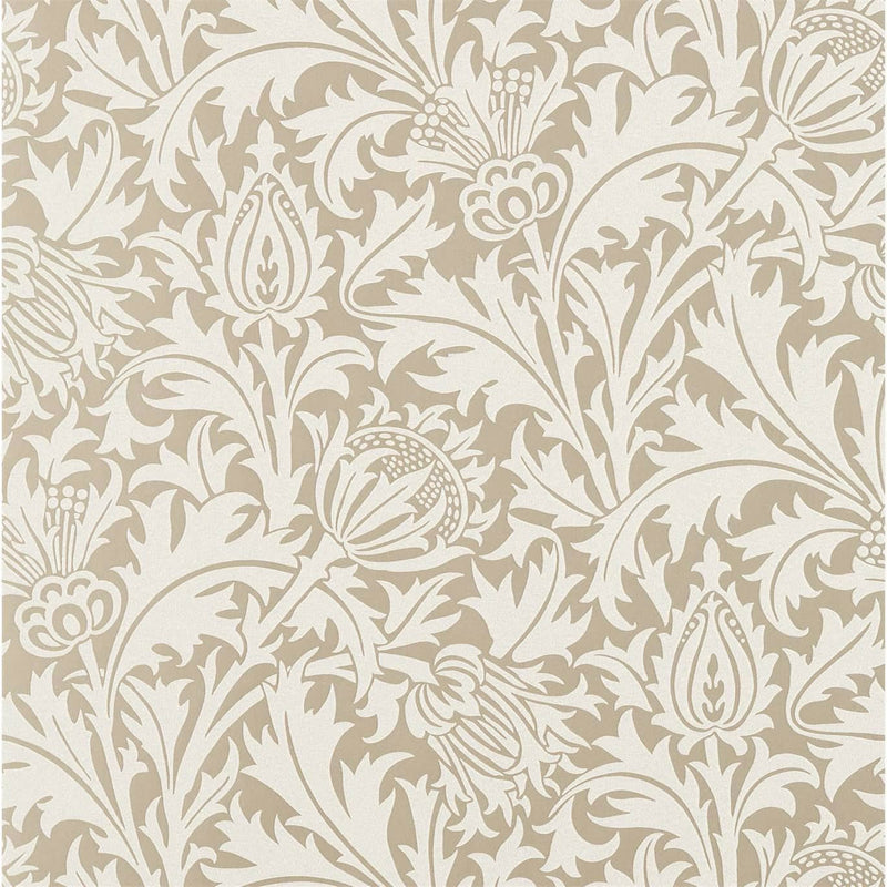 Pure Thistle Beaded Wallpaper 216548 by Morris & Co in Gilver