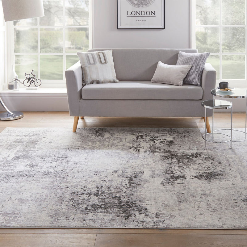 Rossa ROS03 Abstract Rug by Concept Loom in Grey