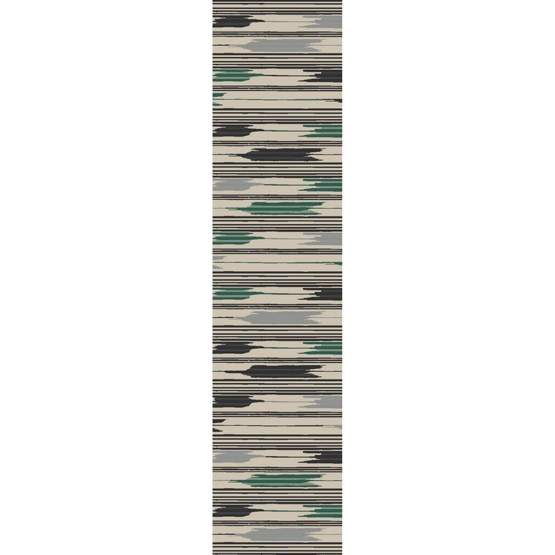 Ishi Striped Runner Rugs 146004 by Sanderson in Slate Charcoal