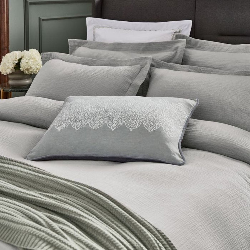 Nika Plain Textured Cotton Bedding in Silver Grey