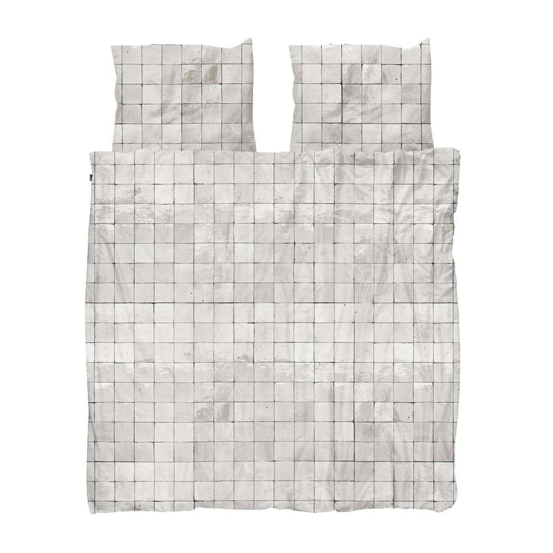 Snurk Tiles Geometric Cotton Bedding in Pearl White