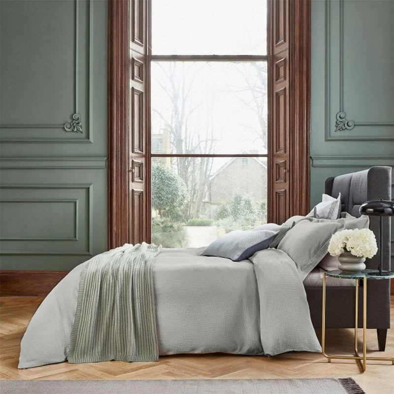 Nika Plain Textured Cotton Bedding in Silver Grey