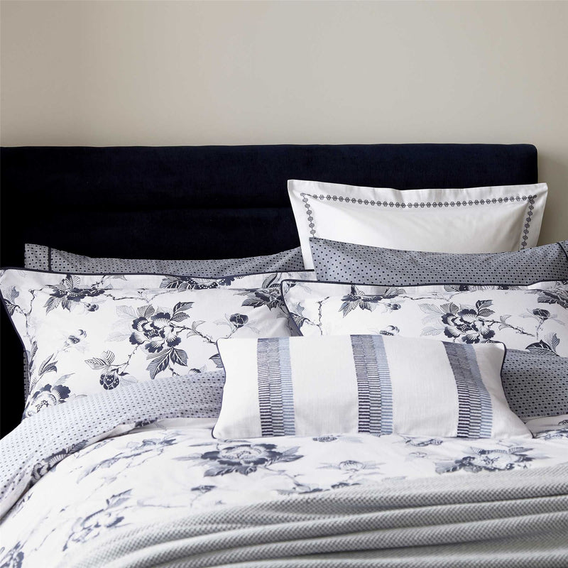 Oka Floral Cotton Bamboo Bedding in Midnight Blue