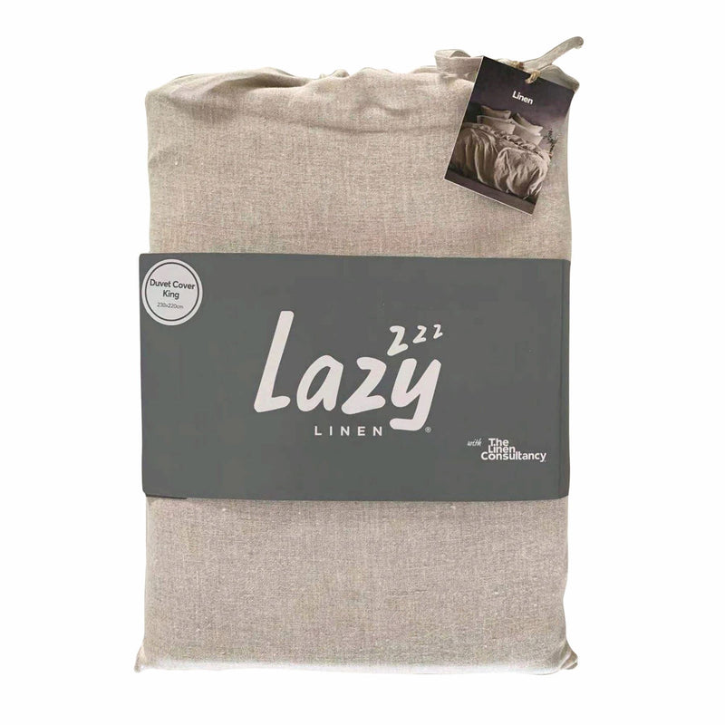 Lazy Linen Bedding Plain Linen Beige Duvet Cover and Pillowcase