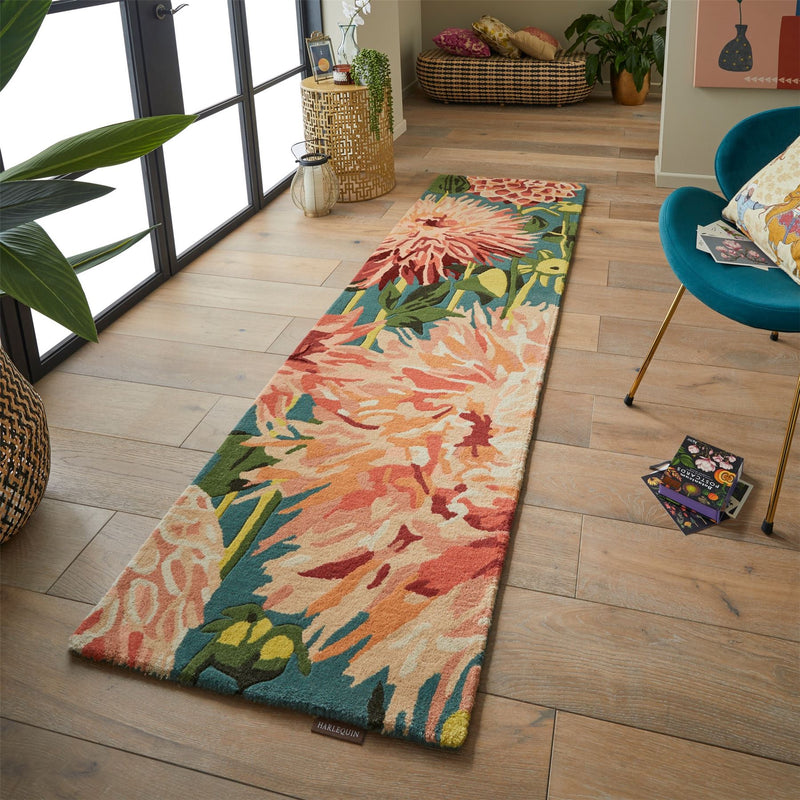 Dahlia 142408 Runner Rugs by Harlequin in Coral Wilderness