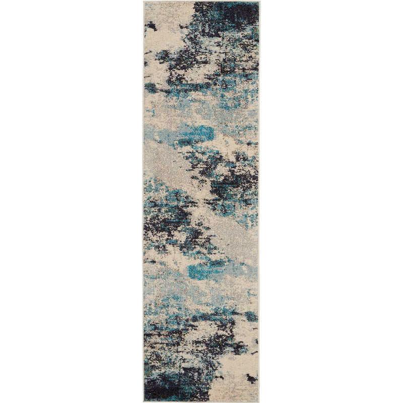 Celestial Abstract Hallway Runner Rug CES02 In Ivory Blue by Nourison