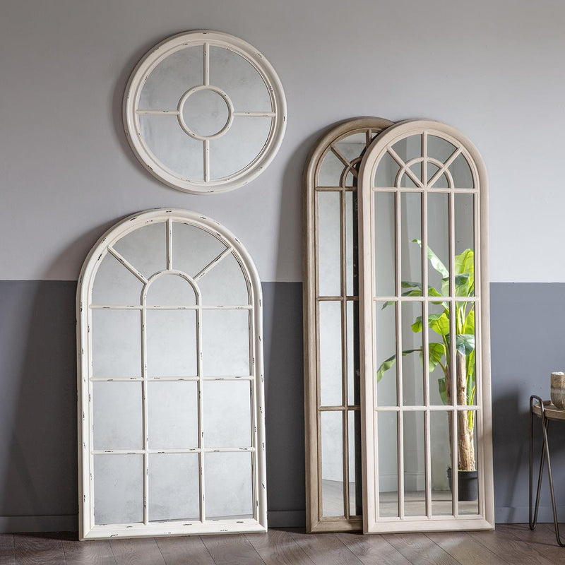 Lysander Window Style Mirror in Antique White