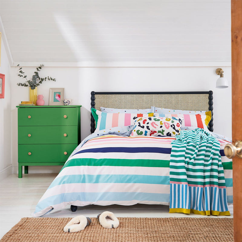 Rainbow Stripe Cotton Bedding Set by Joules in Multi