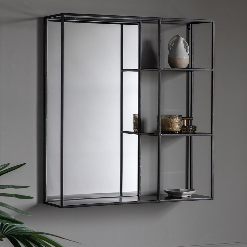 Elara Black Mirror with Shelf