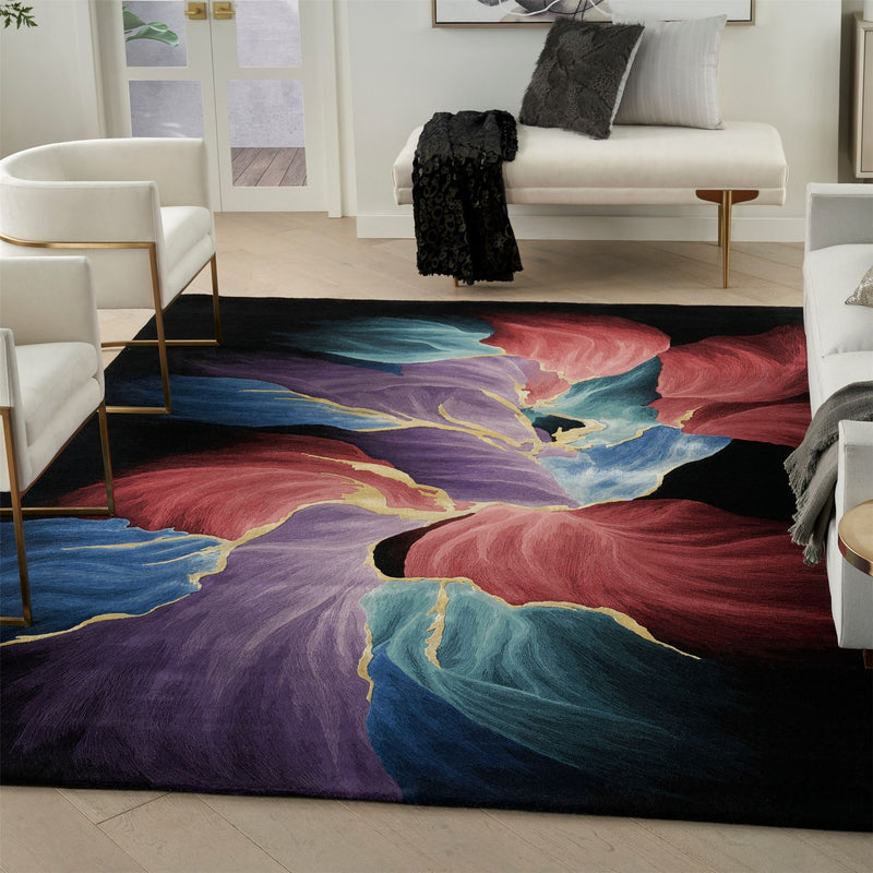 Prismatic Abstract Carved Rugs PRS34 by Nourison in Black