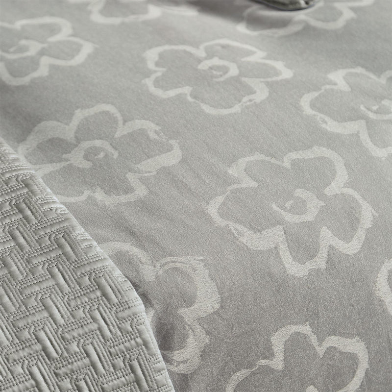 Magnolia Jaquard Floral Bedding by Ted Baker in Silver Grey